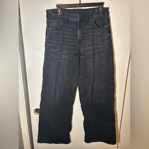 American Eagle  womens black low rise wide leg baggy Jeans